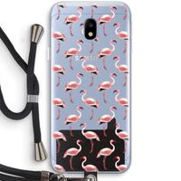 Flamingoprint groen: Samsung Galaxy J3 (2017) Transparant Hoesje met koord