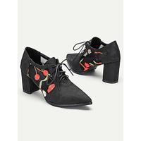 Vintage-stijl zwarte bloemen geborduurde veterschoenen voor dames - perfect voor formele evenementen en avondkleding Lightinthebox