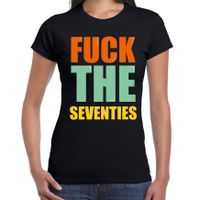 Fuck the seventies fun t-shirt zwart dames - thumbnail