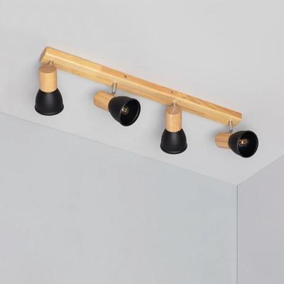 Plafondspot hout zwart &apos;Karel&apos; vier spots e14 fitting hout modern verstelbaar 670mm