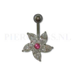 Navelpiercing sterling zilver bloem