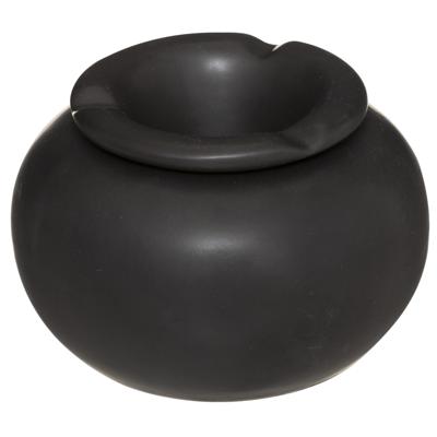 Atmosphera Terras asbak - stormasbak - keramiek - zwart - 13 x 9 cm - Buiten en binnen