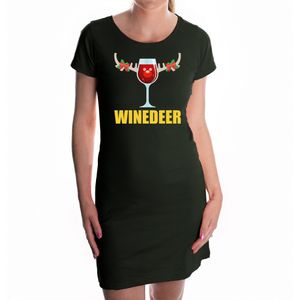 Fout winedeer kerst jurkje zwart voor dames - Kerst kleding / outfit