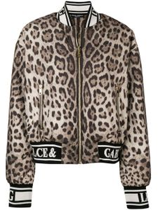 Dolce & Gabbana veste bomber à imprimé léopard - Marron