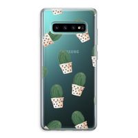 Cactusprint roze: Samsung Galaxy S10 Plus Transparant Hoesje