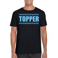 Verkleed T-shirt voor heren - topper - zwart - blauwe glitters - feestkleding