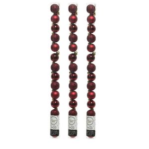 42x stuks kleine kunststof kerstballen donkerrood 3 cm