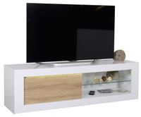 Tv meubel Karma 170 cm breed - Hoogglans wit met Eiken - thumbnail