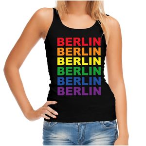 Regenboog Berlin gay pride evenement tanktop voor dames zwart XL  -