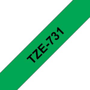 Brother TZe-731 Labeltape Tapekleur: Groen Tekstkleur: Zwart 12 mm 8 m