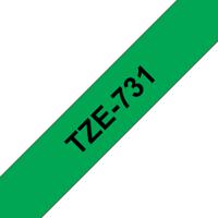 Brother TZe-731 Labeltape Kunststof Tapekleur: Groen Tekstkleur: Zwart 12 mm 8 m