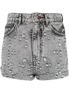 Philipp Plein short en jean à détails de clous - Noir