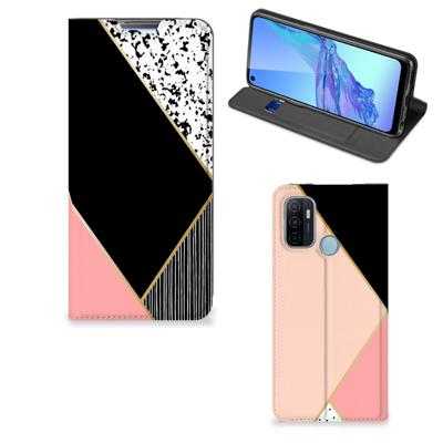 OPPO A53 | A53s Stand Case Zwart Roze Vormen