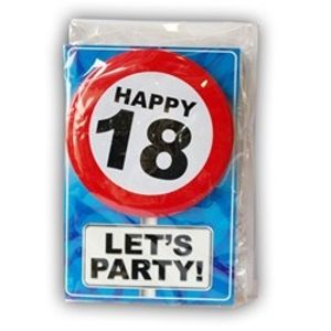 Happy Age Kaart Button - 18 Jaar