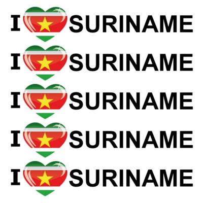 Sticker - 5x - I love Suriname - 19 x 4 cm - Suriname - landenthema
