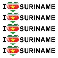 Sticker - 5x - I love Suriname - 19 x 4 cm - Suriname - landenthema
