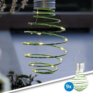 Solar led hanglamp fiesta green op zonne energie - set van 9 | solarlampkoning
