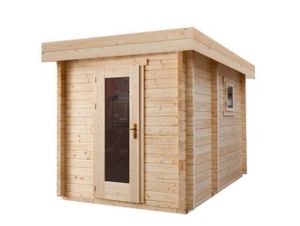 Buitensauna Plat Dak Interflex 2335 - 231x343 cm (70 mm)- Plat dak- Onbehandeld vurenhout- Interflex