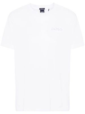 BOSS t-shirt en coton à logo brodé - Blanc