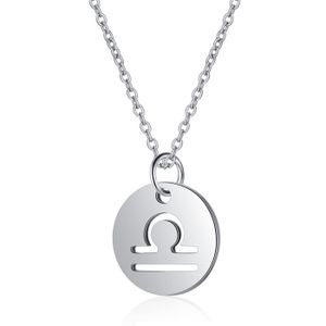 Sterrenbeeld Weegschaal Dames Ketting Zilverkleurig Ronde Hanger