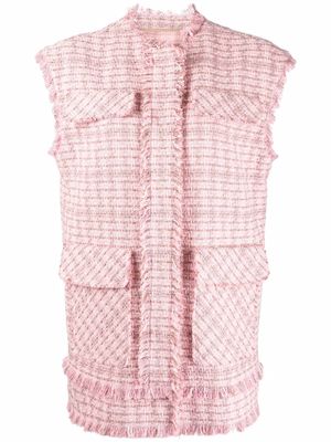 MSGM gilet frangé en tweed - Rose