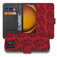 Elegant Red Roses Design Bookcase Hoesje for Samsung Galaxy Xcover 7 Pro