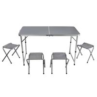 Sunnydays camping tafel/krukjes - opvouwbaar - grijs - L120 x B60 x H67 cm&nbsp;- Bijzettafels - Campingtafels