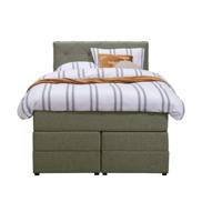 Leen Bakker - Boxspring Met Opbergruimte Liv Geruit - 120x200 Cm - Stof - Groen