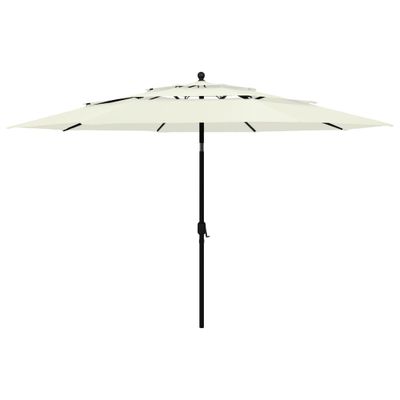 VidaXL Parasol 3-laags met aluminium paal 3,5 m zandkleurig