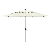 VidaXL Parasol 3-laags met aluminium paal 3,5 m zandkleurig