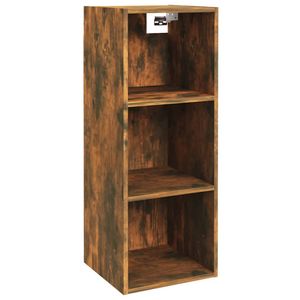 The Living Store Wandkast Gerookt Eiken - Zwevend TV-meubel - Werkplek Organizer - 34.5 x 32.5 x 90 cm