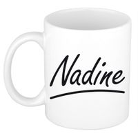 Nadine voornaam kado beker / mok sierlijke letters - gepersonaliseerde mok met naam   - - thumbnail