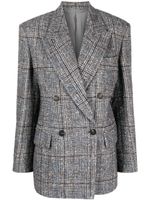 Brunello Cucinelli blazer en laine mélangée à boutonnière croisée - Gris