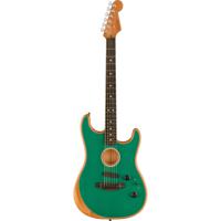 Fender American Acoustasonic Stratocaster Aqua Teal EB elektrisch-akoestische gitaar met deluxe gigbag - thumbnail