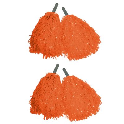 Cheerballs/pompoms - set van 6x - oranje - met franjes en stick handgreep - 25 cm - voor kinderen