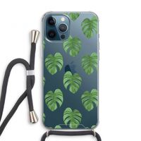 Monstera leaves: iPhone 12 Pro Transparant Hoesje met koord