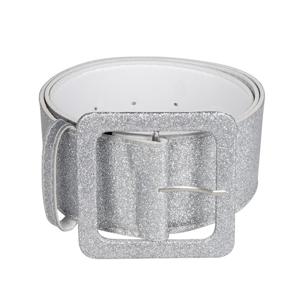 Carnaval verkleedkleding riem - glitter zilver -120 cm - Dames - brede riem