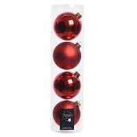 12x Kerst rode glazen kerstballen 10 cm glans en mat - thumbnail