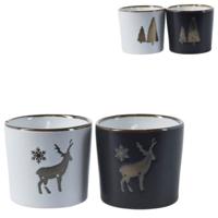 Kaars in pot kerst 6,5 x 6 cm 4 assorti | 12 stuks