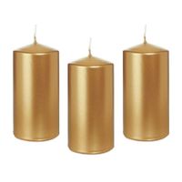 8x Gouden cilinderkaars/stompkaars 6 x 12 cm 40 branduren