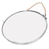 Atmosphera Wandspiegel - rond - grijs - met riem - metaal - 38 cm