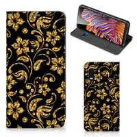 Samsung Xcover Pro Smart Cover Gouden Bloemen - thumbnail