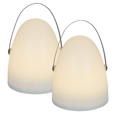 Portable buitenlamp - 2x - wit - met greep - op batterijen - binnen/buiten - H30 cm