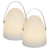 Portable buitenlamp - 2x - wit - met greep - op batterijen - binnen/buiten - H30 cm