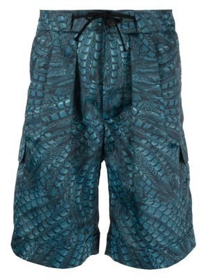 Roberto Cavalli short de bain à imprimé Falcon - Bleu