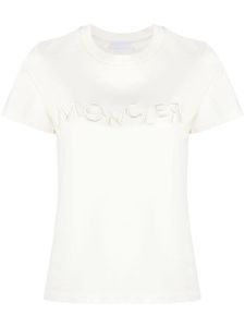 Moncler t-shirt en coton à logo brodé - Blanc