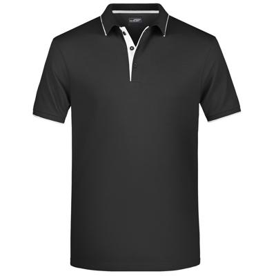 James & Nicholson Poloshirt Golf Pro premium - heren - zwart/wit