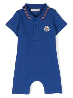 Moncler Enfant combinaison-polo à patch logo - Bleu
