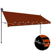 Luifel handmatig uitschuifbaar met LED 400 cm oranje en bruin