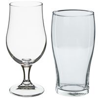 Bierglazen set - bierglazen op voet/pint glazen - 8x stuks - glas - thumbnail